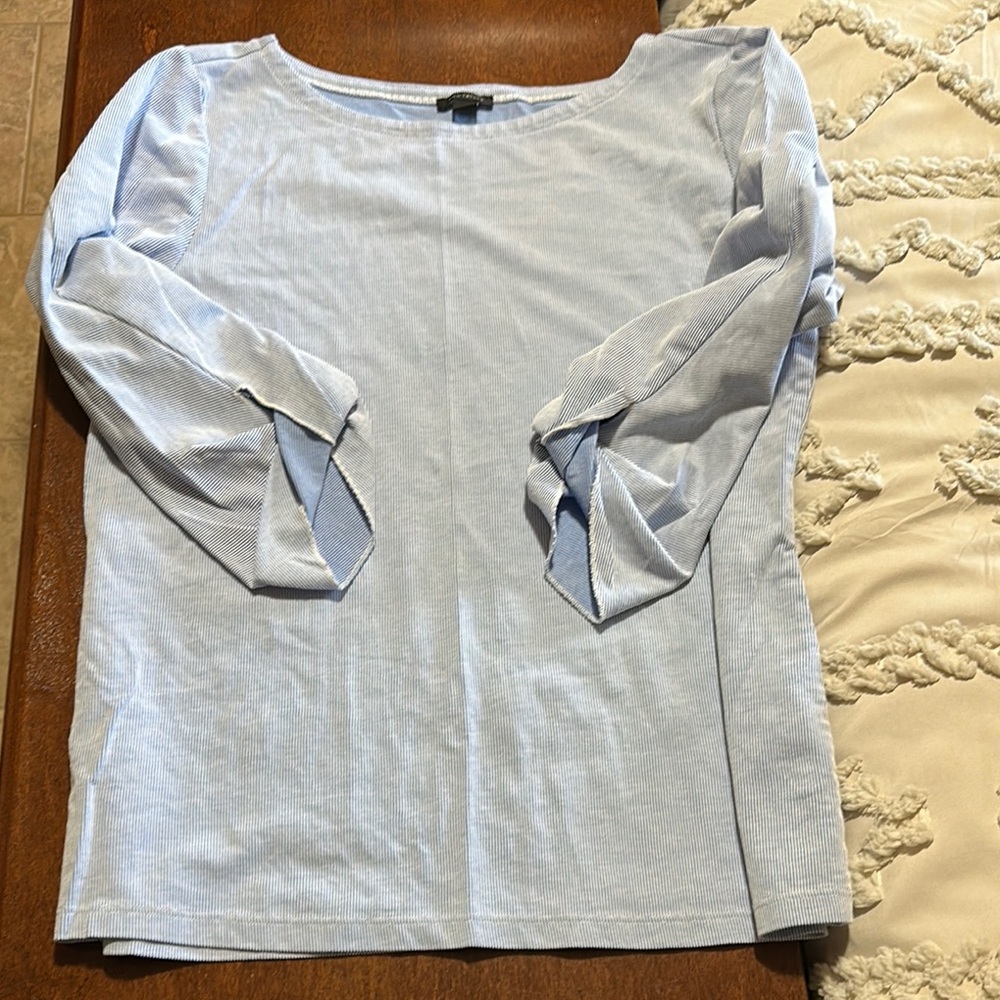 NWOT Ann Taylor Striped Blue/White 3/4 Sleeve Blouse